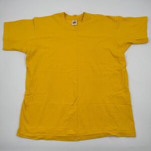 Fruit of the Loom Yellow Cotton T Shirt Men's Size‎ L Made in USA Single Stitch